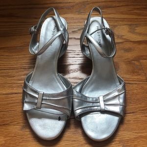 Metallic Silver Kitten Heels